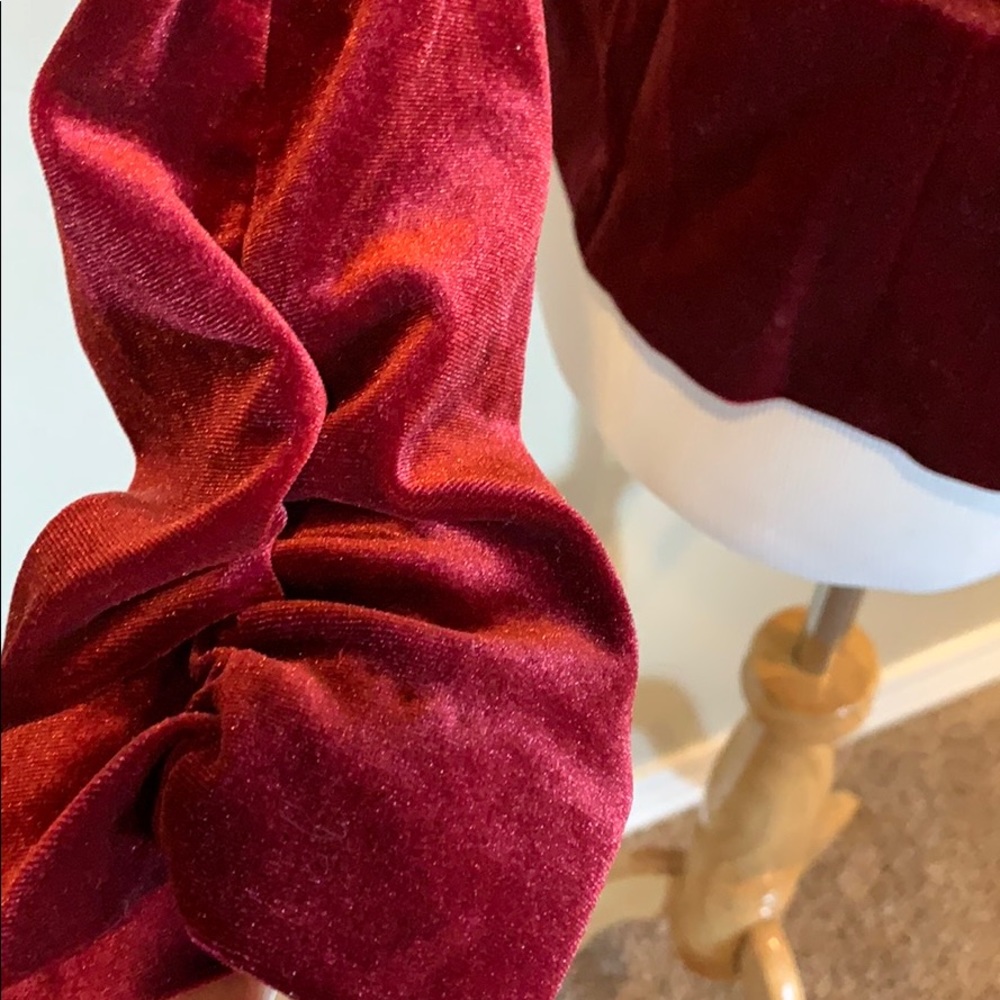 Wine velvet stretch blazer - Picture 5 of 7